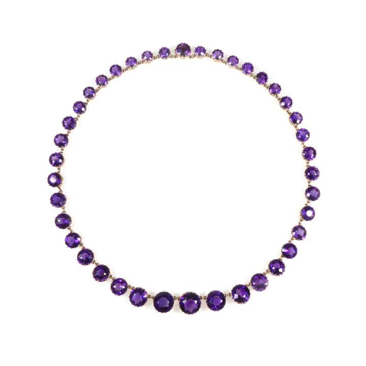 Antique amethyst and gold graduated necklace